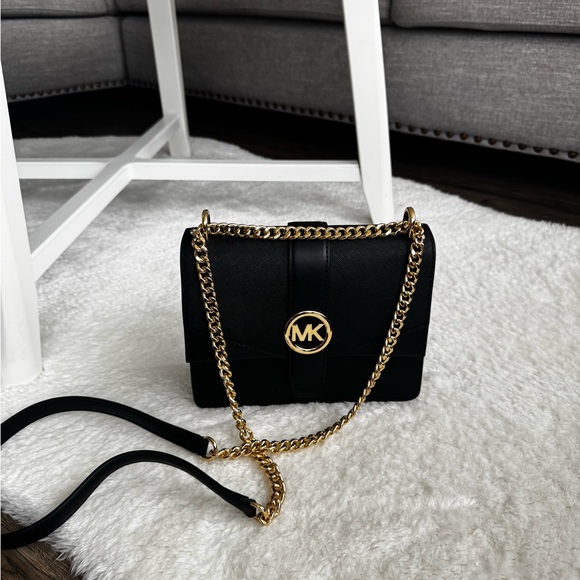 Michael Kors Black Crossbody Bag with Gold Chain - Picture 10 of 11